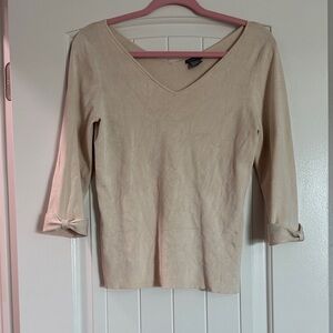Elegant Cream V-Neck Women's Top